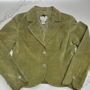 Live a Little Light Green Leather Jacket Blazer Women’s Style Size Medium